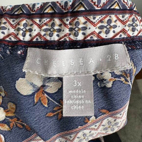 Chelsea28 One Shoulder Floral Maxi Dress Navy Blue Plus Size 3X Flowy Draped - Picture 6 of 12